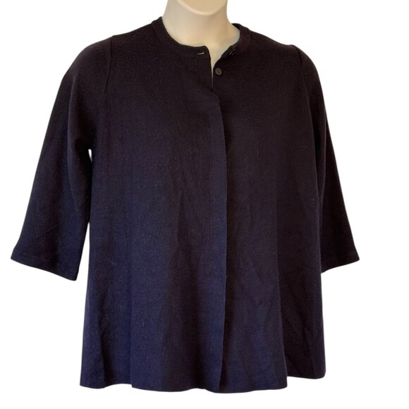 St Michael by Marks & Spencer Merino Wool Cardigan Made in England Dark Navy 14 - Picture 3 of 12